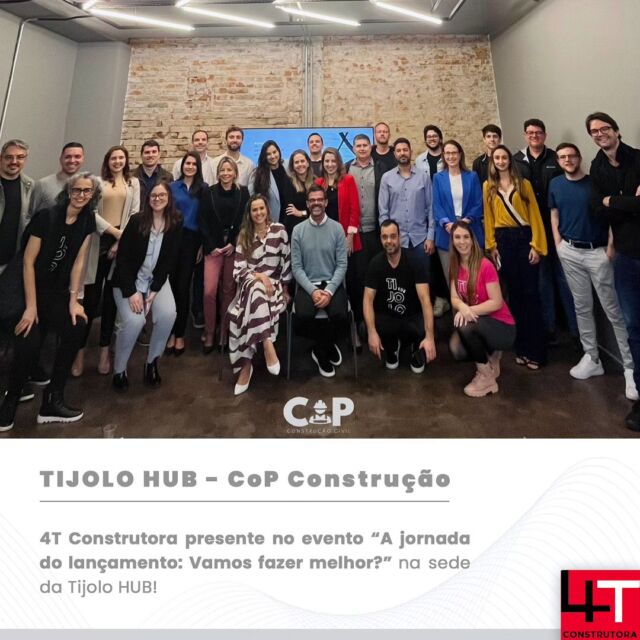 4T Construtora presente no evento “A jornada do lançamento: Vamos fazer melhor?” na sede da @tijolohub !

#4tconstrutora #tijolohub #engenharia #construcao #riograndedosul