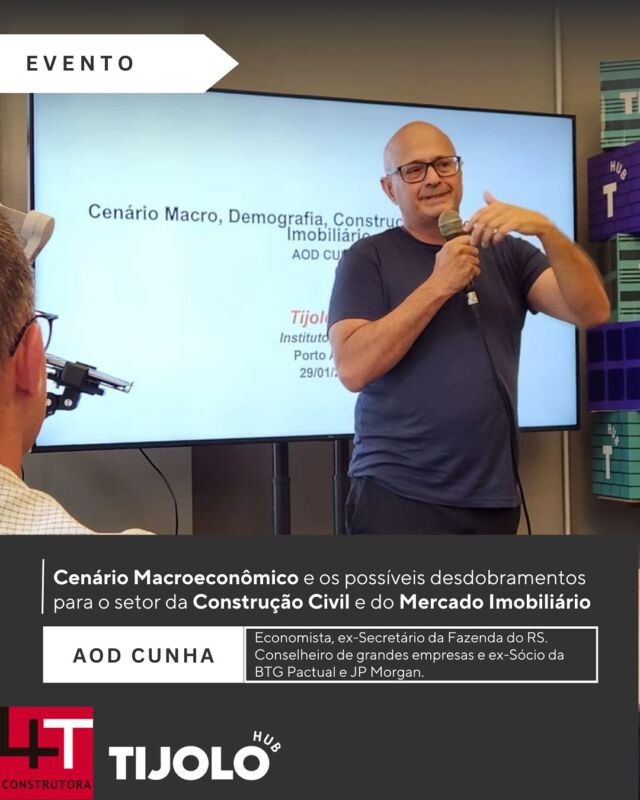 A 4T Construtora marcou presença no evento Cenário Macroeconômico e os possíveis desdobramentos para o setor da Construção Civil e do Mercado Imobiliário, com Aod Cunha.

O economista, ex-Secretário da Fazenda do RS e ex-sócio do BTG Pactual e JP Morgan trouxe insights valiosos sobre o futuro do setor.

📍 O evento foi realizado pelo Tijolo Hub, reforçando o compromisso com inovação e conhecimento no mercado imobiliário.

#4TConstrutora #ConstruçãoCivil #MercadoImobiliário #TijoloHub #Inovação #Desenvolvimento #AodCunha #macroeconomia