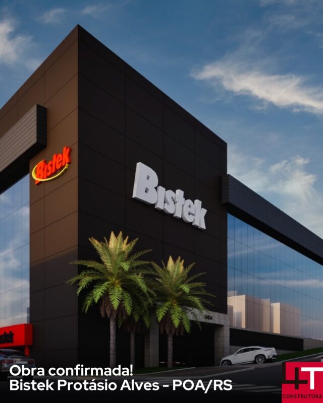 O Bistek Supermercados contratou a 4T Construtora para sua nova unidade, com aproximadamente 9.500m² de área construída, localizada na Av. Protásio Alves, 940. As obras já estão em andamento!